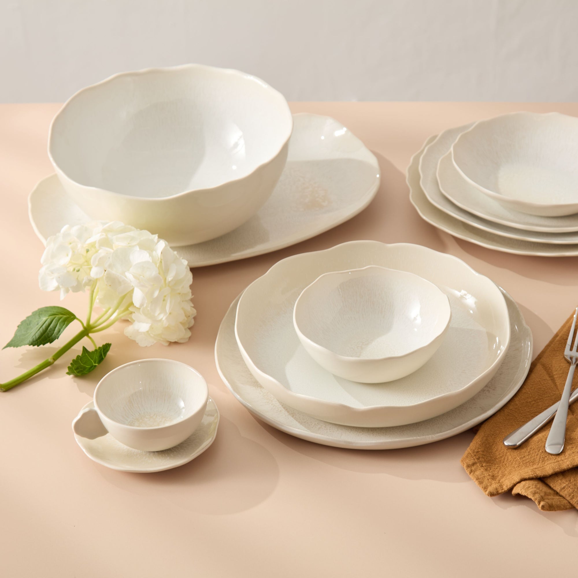 Plume Cup and Saucer - Perle