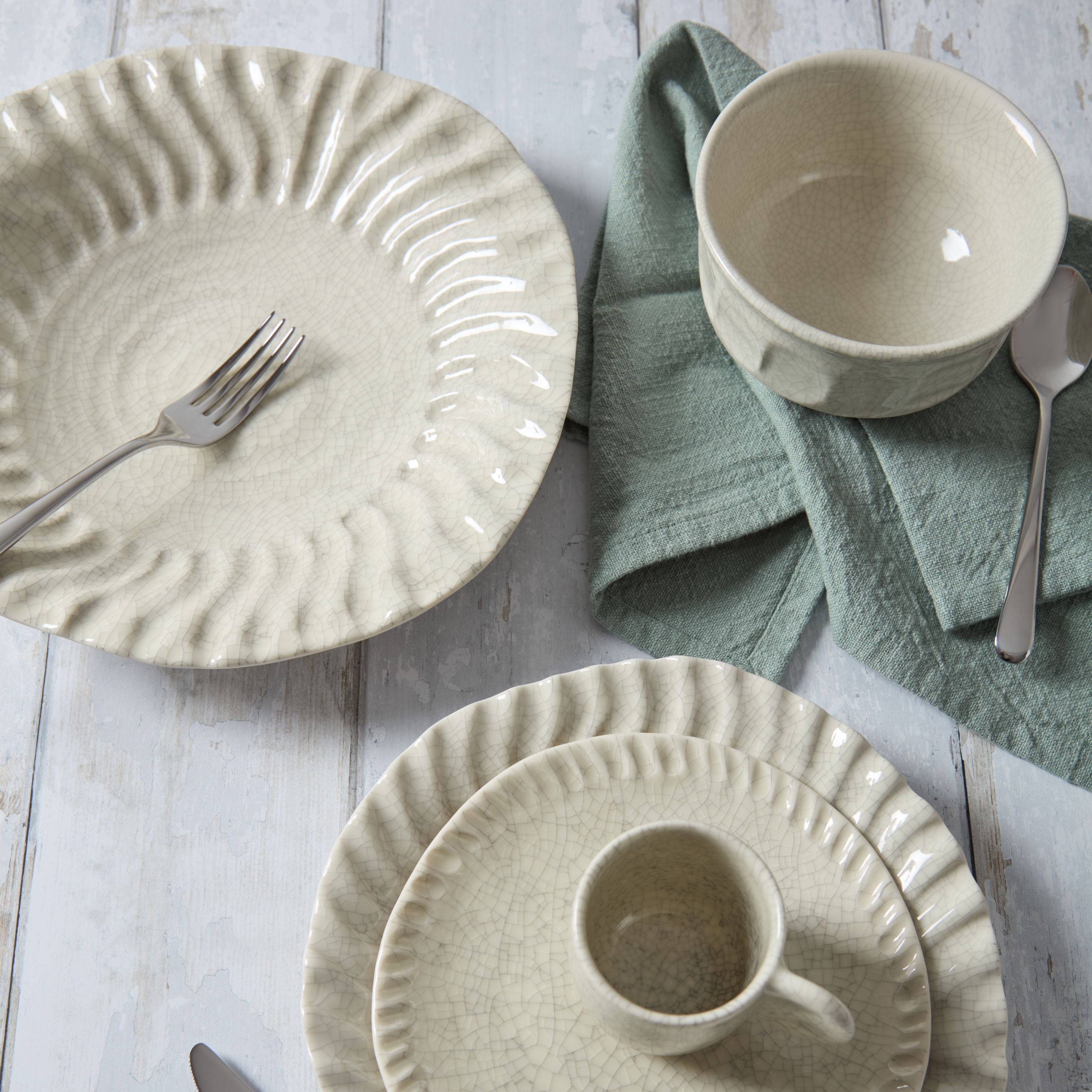 手作りプレート「シダ」 Dashi Assiette, Small (Dessert/Salad Plate), Handmade by Artisans