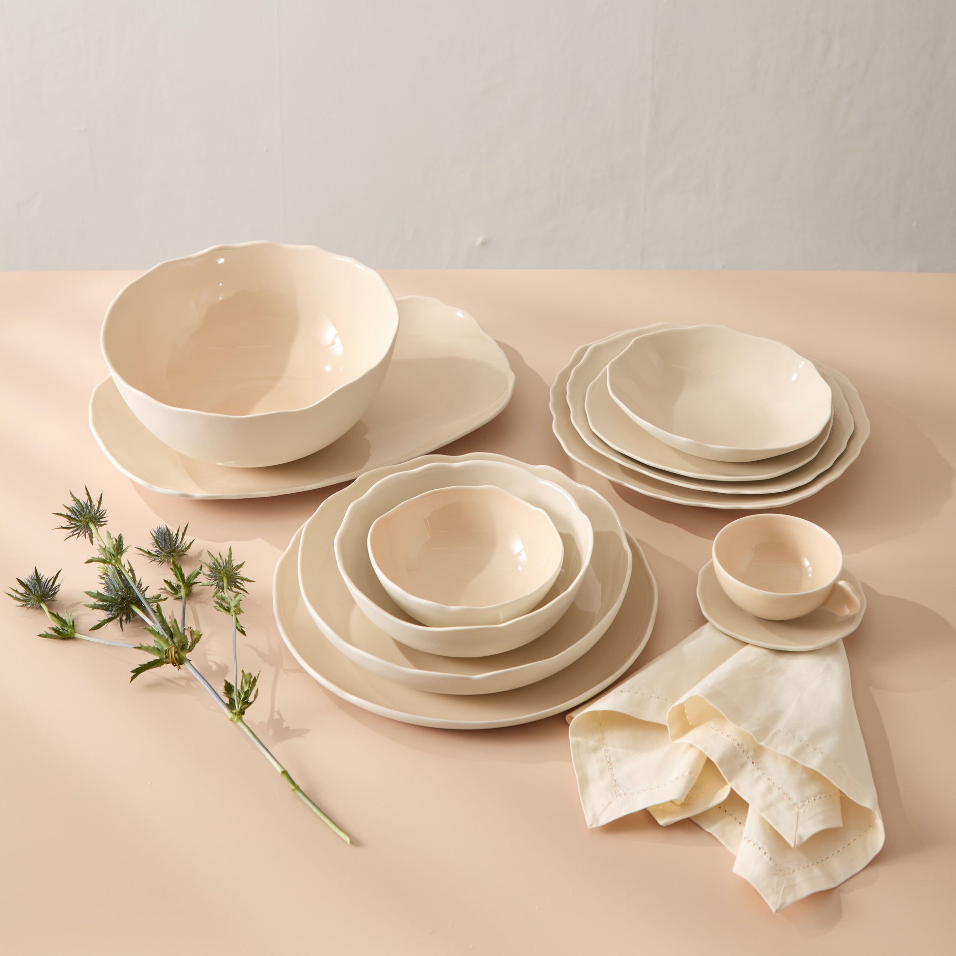 Plume Cup and Saucer - Nude