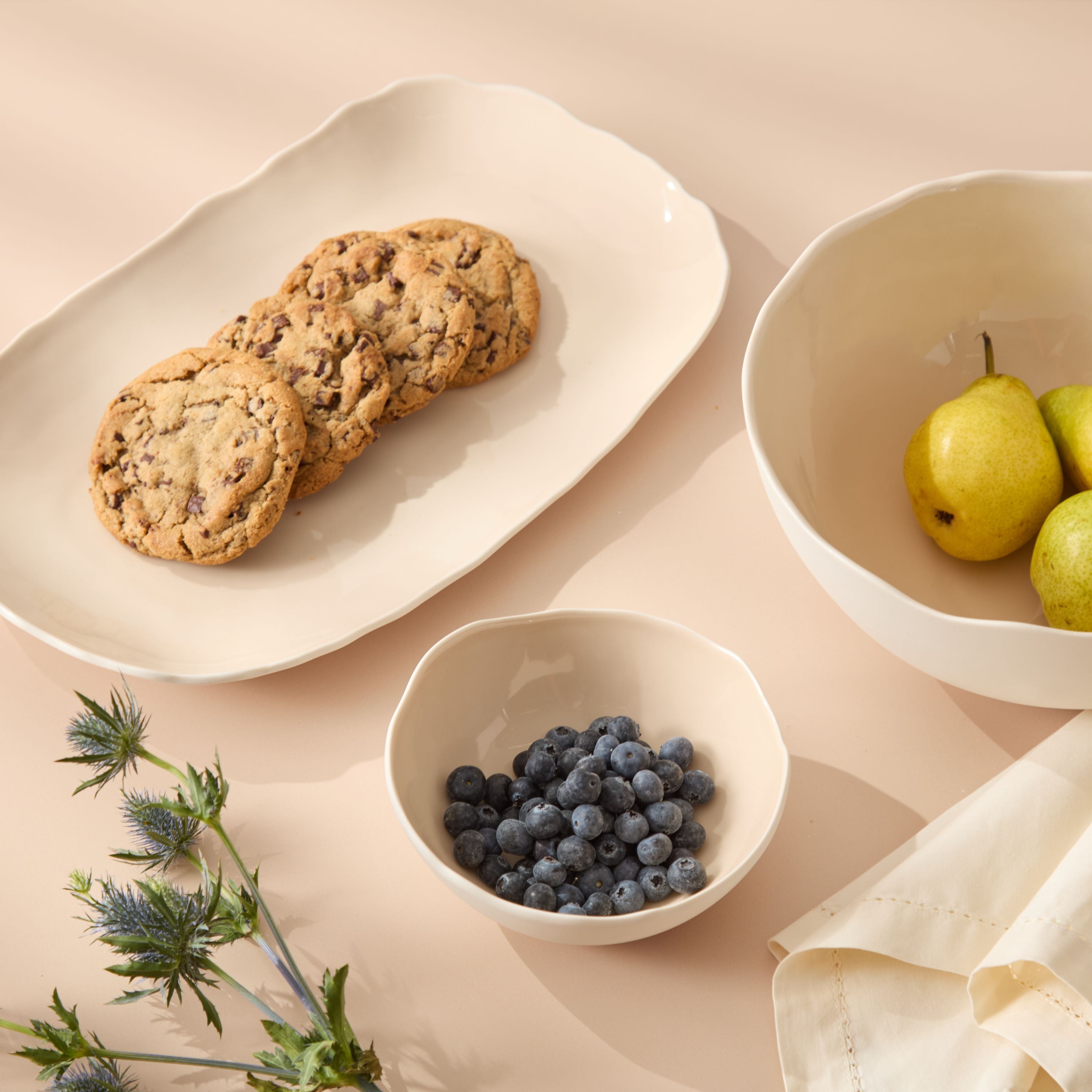 Plume Rectangular Platter - Nude