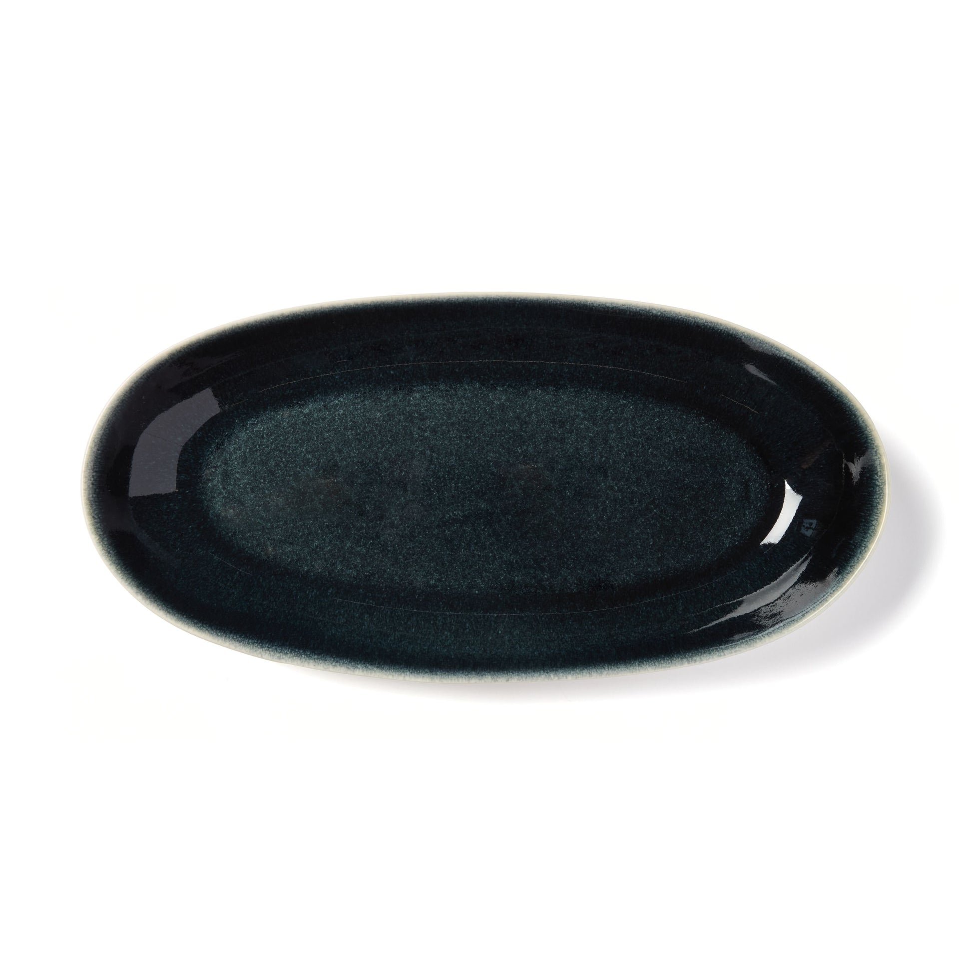 Jars plat allonge long plate, bleu nuit